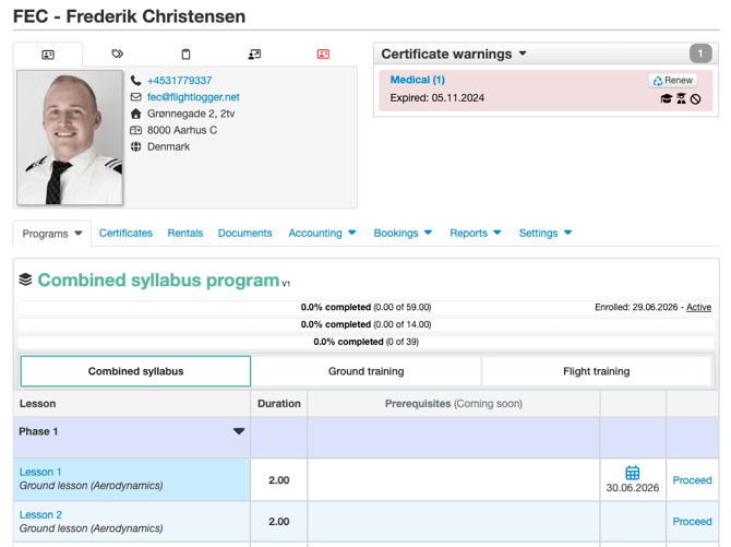 Student Overview Page